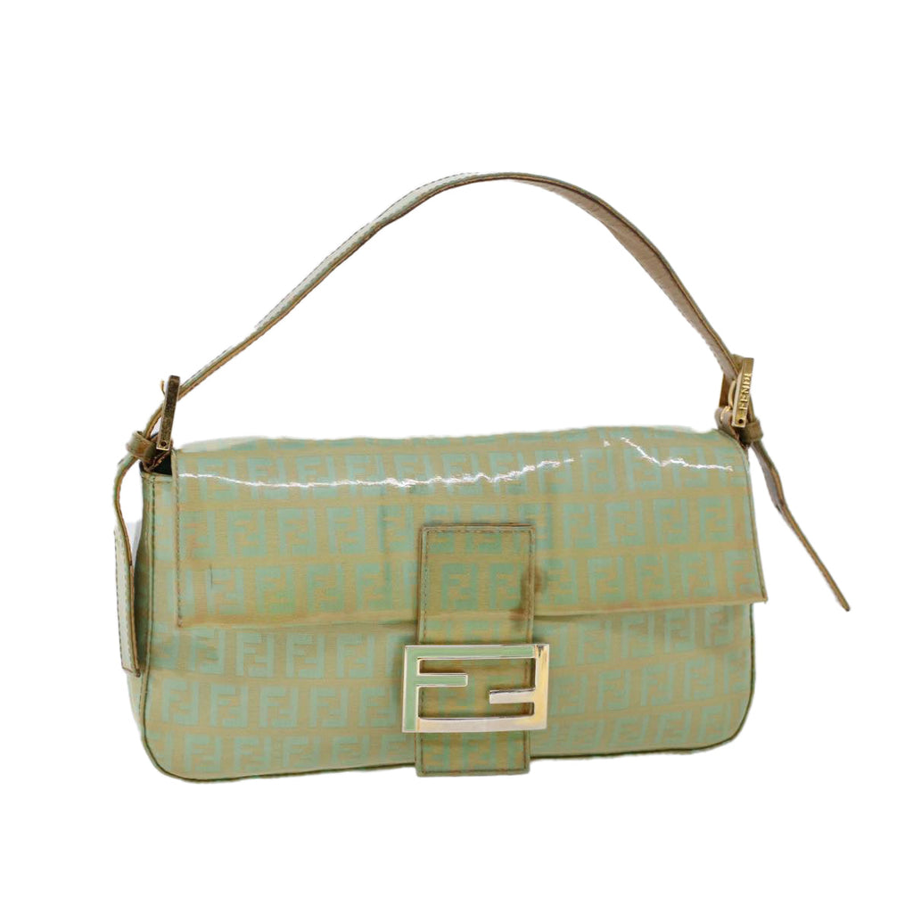 FENDI Zucchino Canvas Mamma Baguette Shoulder Bag Enamel Light Blue53741