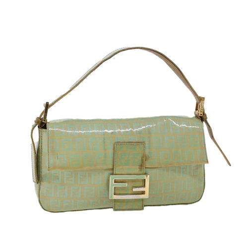 FENDI Zucchino Canvas Mamma Baguette Shoulder Bag Enamel Light Blue53741