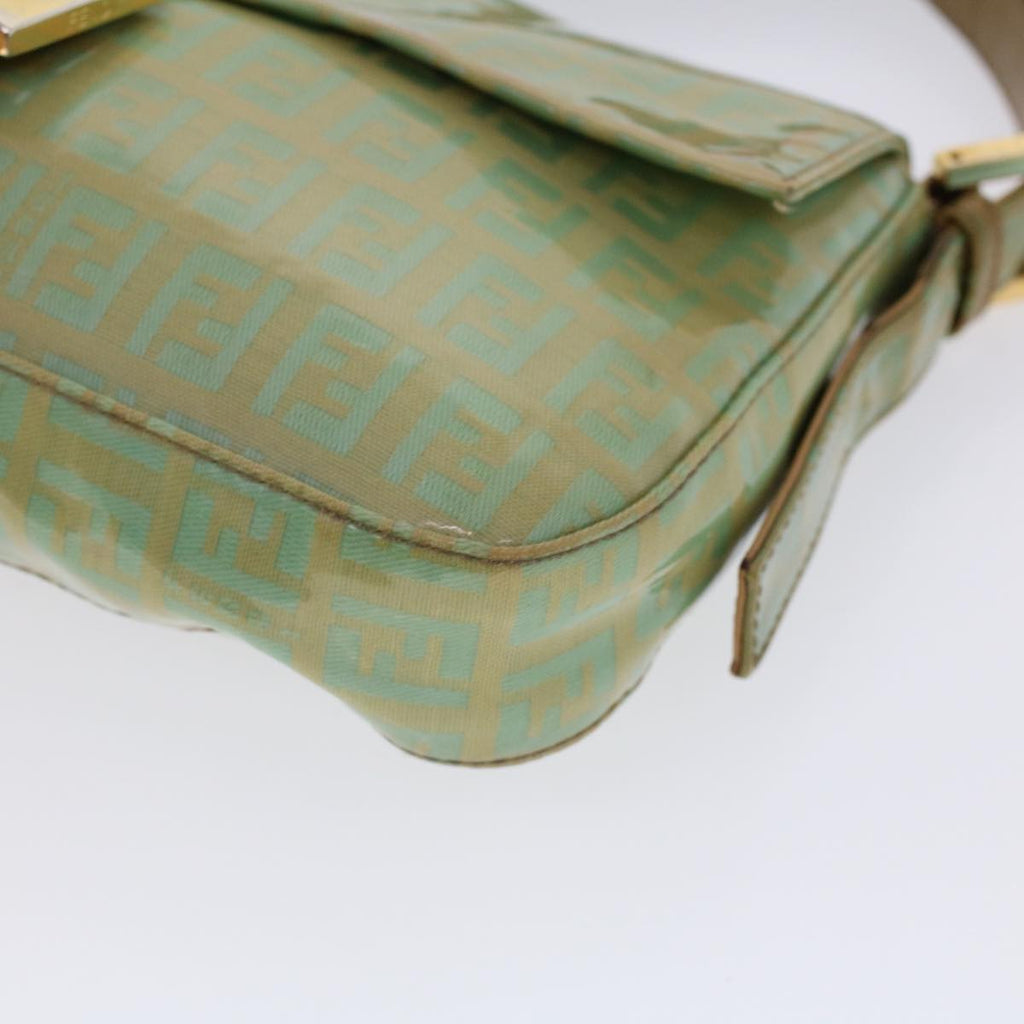 FENDI Zucchino Canvas Mamma Baguette Shoulder Bag Enamel Light Blue53741