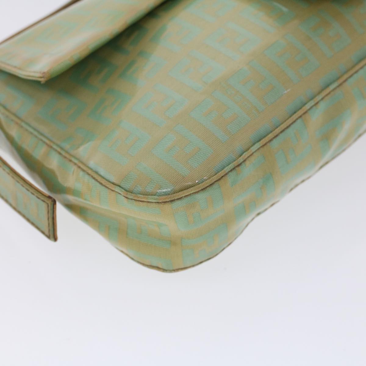 FENDI Zucchino Canvas Mamma Baguette Shoulder Bag Enamel Light Blue53741