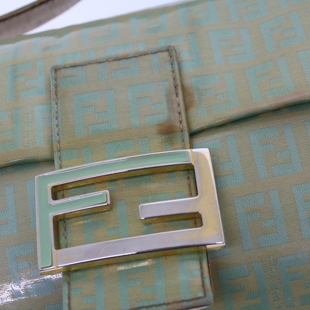 FENDI Zucchino Canvas Mamma Baguette Shoulder Bag Enamel Light Blue53741