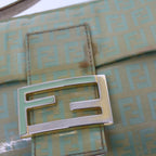 FENDI Zucchino Canvas Mamma Baguette Shoulder Bag Enamel Light Blue53741