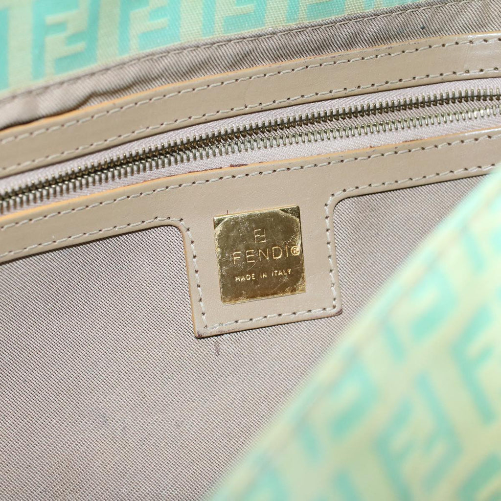 FENDI Zucchino Canvas Mamma Baguette Shoulder Bag Enamel Light Blue53741
