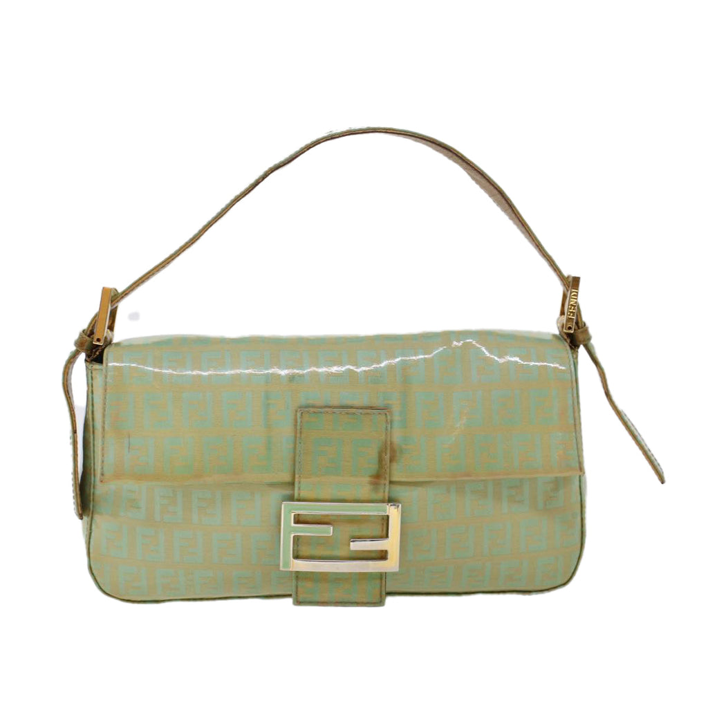FENDI Zucchino Canvas Mamma Baguette Shoulder Bag Enamel Light Blue53741