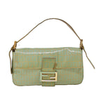 FENDI Zucchino Canvas Mamma Baguette Shoulder Bag Enamel Light Blue53741