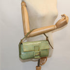 FENDI Zucchino Canvas Mamma Baguette Shoulder Bag Enamel Light Blue53741
