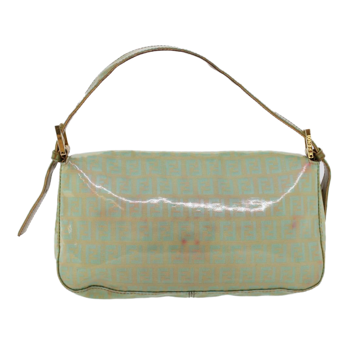FENDI Zucchino Canvas Mamma Baguette Shoulder Bag Enamel Light Blue53741