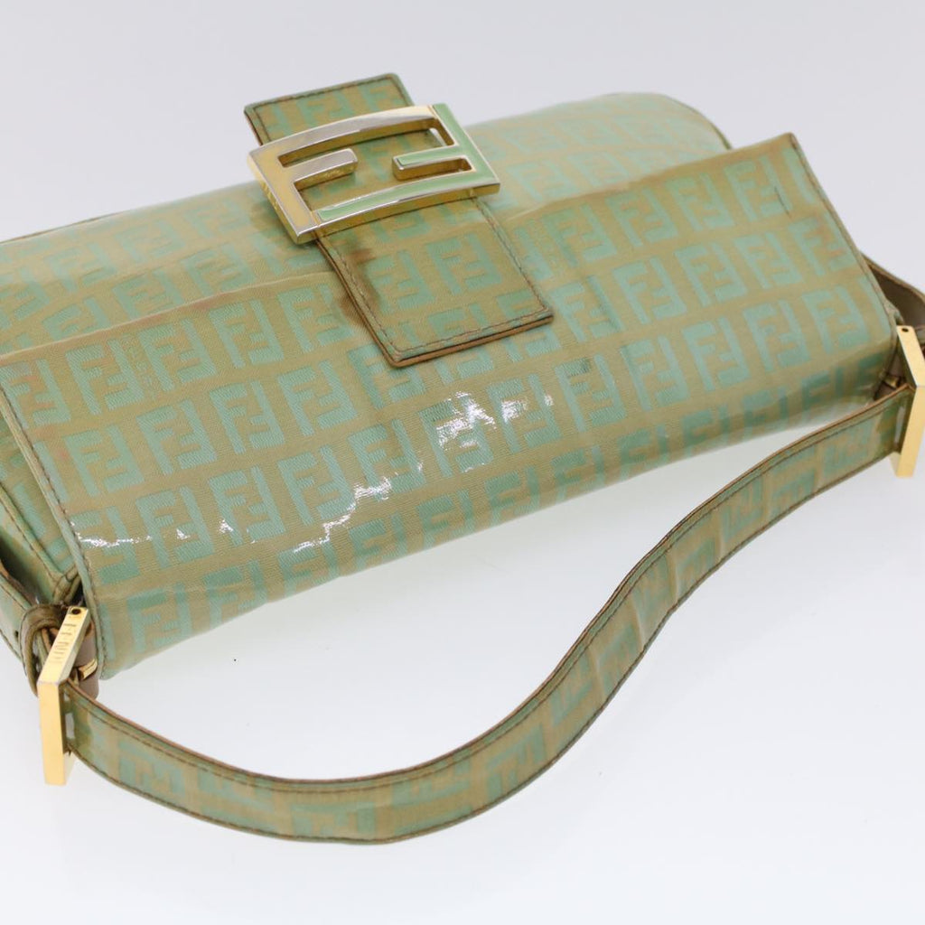 FENDI Zucchino Canvas Mamma Baguette Shoulder Bag Enamel Light Blue53741