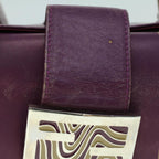 FENDI Mamma Baguette Hand Bag Leather Beige Purple53742