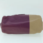 FENDI Mamma Baguette Hand Bag Leather Beige Purple53742