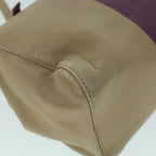 FENDI Mamma Baguette Hand Bag Leather Beige Purple53742