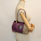 FENDI Mamma Baguette Hand Bag Leather Beige Purple53742