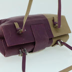 FENDI Mamma Baguette Hand Bag Leather Beige Purple53742