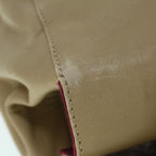 FENDI Mamma Baguette Hand Bag Leather Beige Purple53742