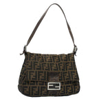 FENDI Zucca Canvas Mamma Baguette Shoulder Bag Black Brown53745