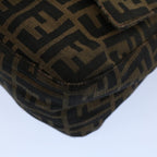FENDI Zucca Canvas Mamma Baguette Shoulder Bag Black Brown53745