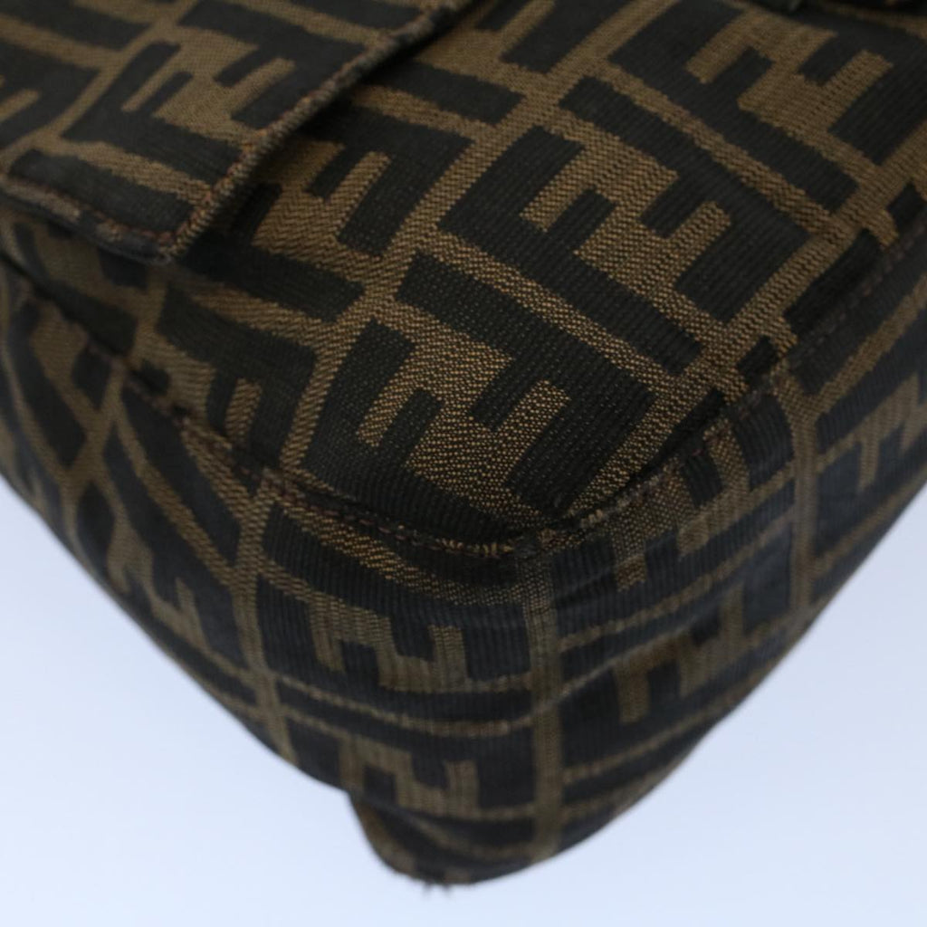 FENDI Zucca Canvas Mamma Baguette Shoulder Bag Black Brown53745