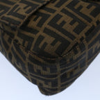 FENDI Zucca Canvas Mamma Baguette Shoulder Bag Black Brown53745