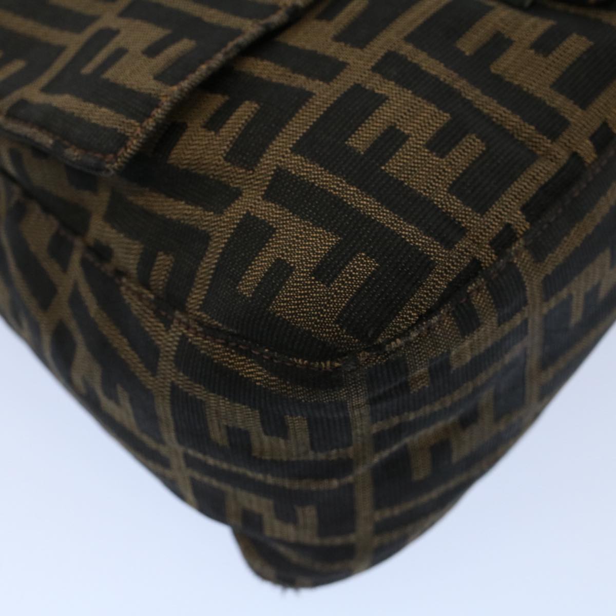 FENDI Zucca Canvas Mamma Baguette Shoulder Bag Black Brown53745