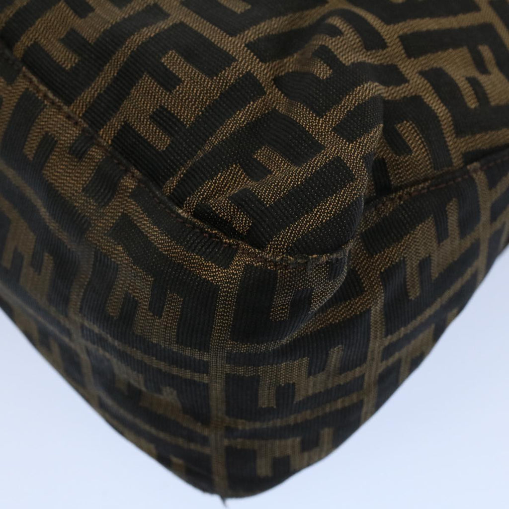 FENDI Zucca Canvas Mamma Baguette Shoulder Bag Black Brown53745