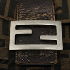 FENDI Zucca Canvas Mamma Baguette Shoulder Bag Black Brown53745