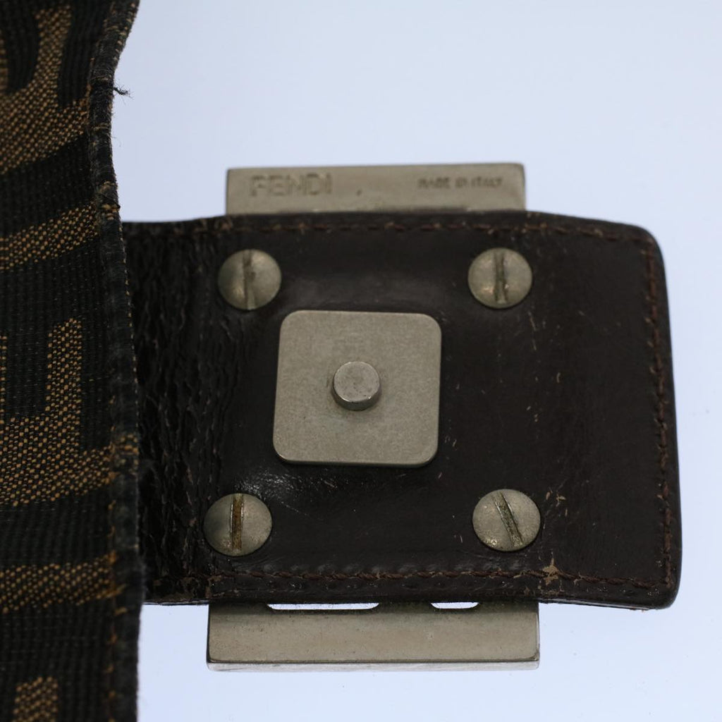 FENDI Zucca Canvas Mamma Baguette Shoulder Bag Black Brown53745