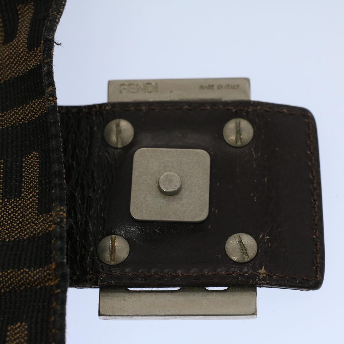 FENDI Zucca Canvas Mamma Baguette Shoulder Bag Black Brown53745