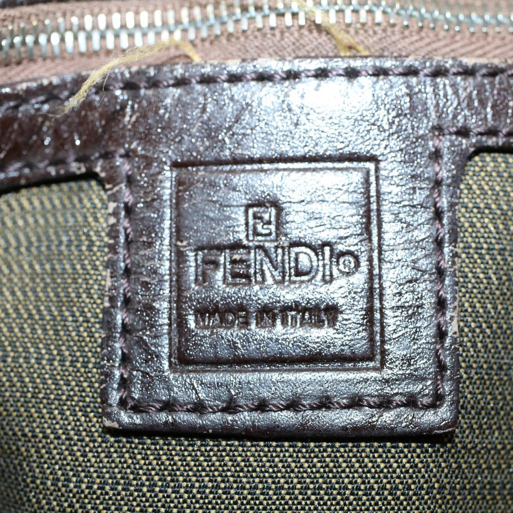 FENDI Zucca Canvas Mamma Baguette Shoulder Bag Black Brown53745