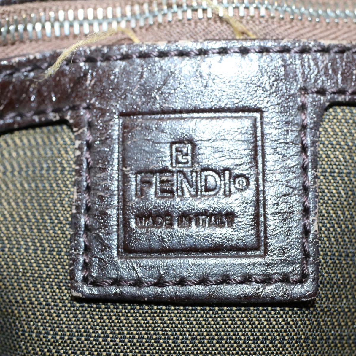 FENDI Zucca Canvas Mamma Baguette Shoulder Bag Black Brown53745