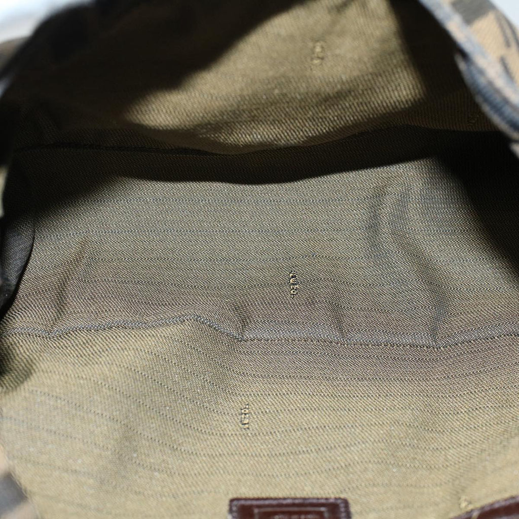 FENDI Zucca Canvas Mamma Baguette Shoulder Bag Black Brown53745