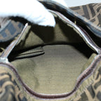 FENDI Zucca Canvas Mamma Baguette Shoulder Bag Black Brown53745