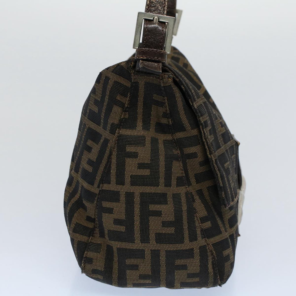 FENDI Zucca Canvas Mamma Baguette Shoulder Bag Black Brown53745