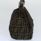 FENDI Zucca Canvas Mamma Baguette Shoulder Bag Black Brown53745