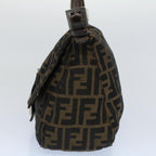 FENDI Zucca Canvas Mamma Baguette Shoulder Bag Black Brown53745