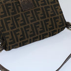 FENDI Zucca Canvas Mamma Baguette Shoulder Bag Black Brown53745