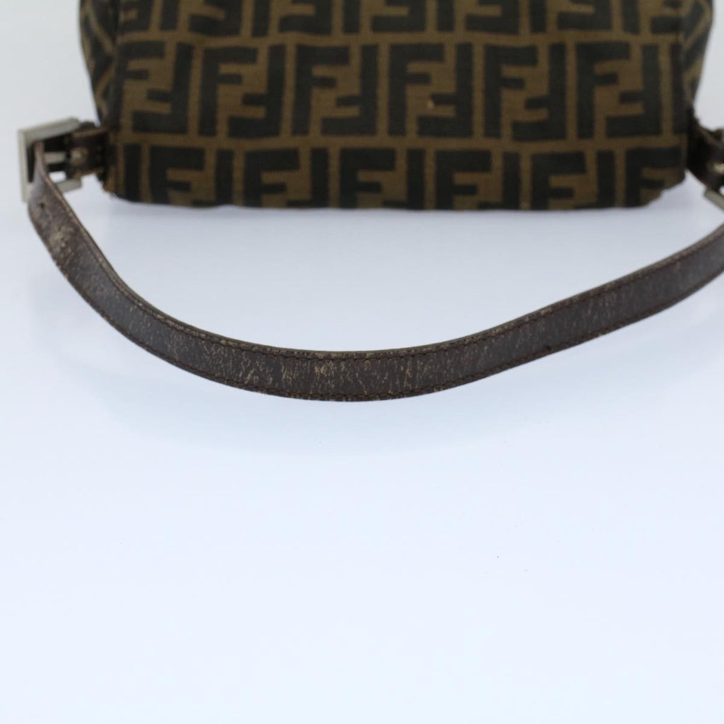 FENDI Zucca Canvas Mamma Baguette Shoulder Bag Black Brown53745