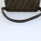FENDI Zucca Canvas Mamma Baguette Shoulder Bag Black Brown53745