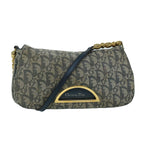 CHRISTIAN DIOR Trotter Canvas Maris Pearl Shoulder Bag Navy Auth 53747