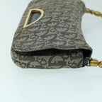CHRISTIAN DIOR Trotter Canvas Maris Pearl Shoulder Bag Navy Auth 53747