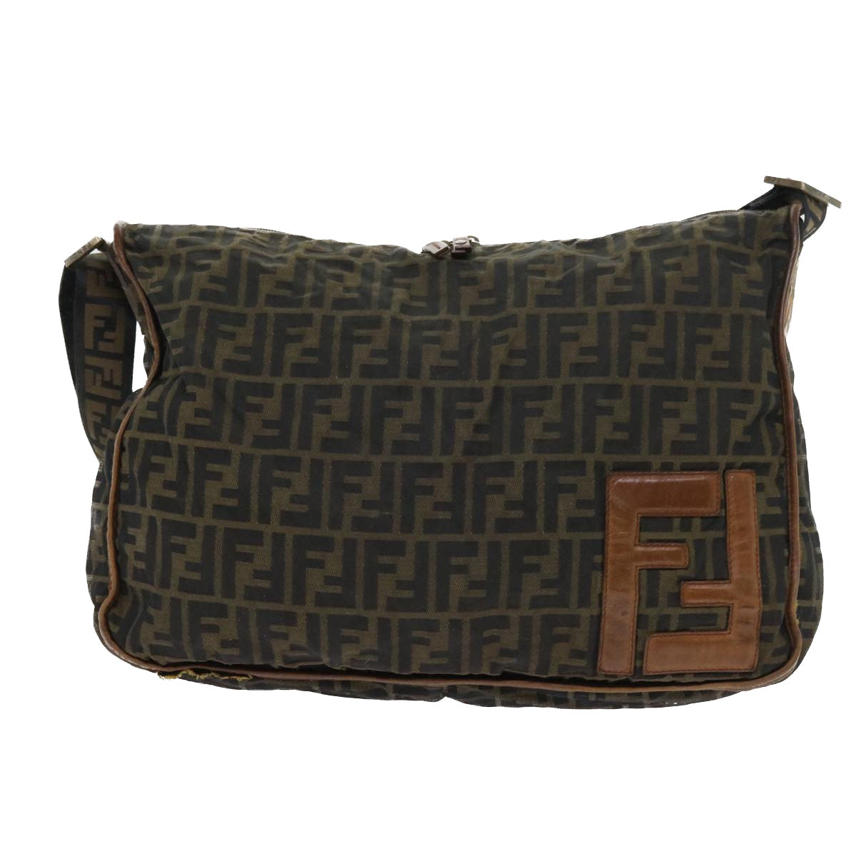 FENDI Zucca Canvas Shoulder Bag Nylon Brown53796