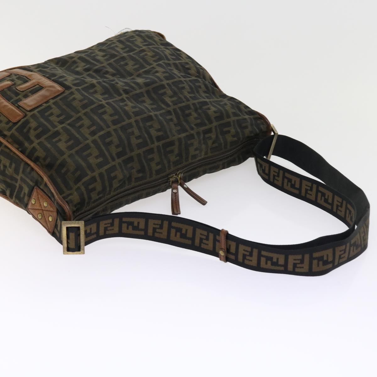 FENDI Zucca Canvas Shoulder Bag Nylon Brown53796