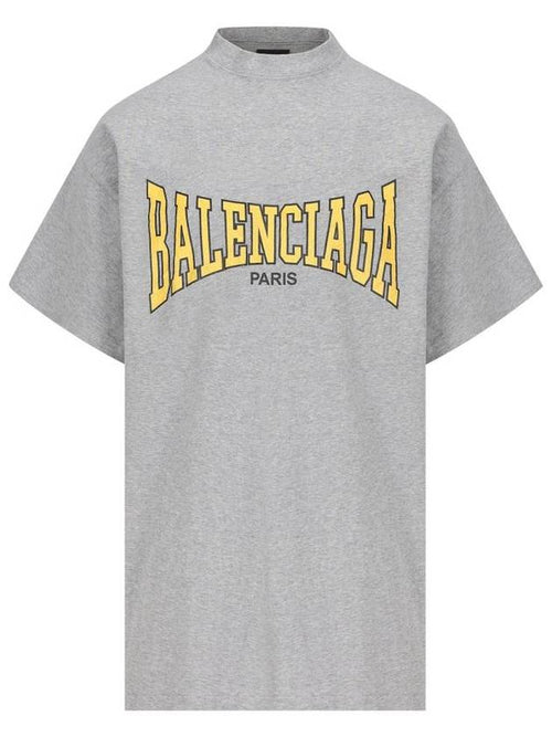 Balenciaga Logo Print Short Sleeve T-Shirt Grey