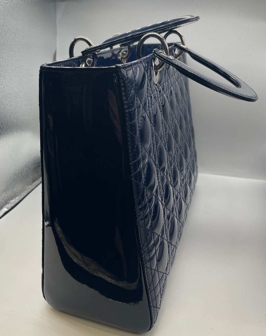 Lady Dior Large Navy Blue Handbag
