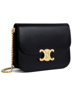 CELINE College Triomphe Shiny Calfskin Cross Bag Black