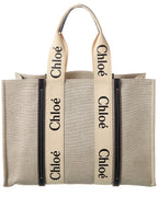 Chloe Woody Large Canvas & Leather Tote