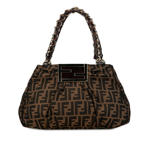 Fendi Zucca Miyakeen Handbag 8BR615 Brown Canvas Leather  Fendi