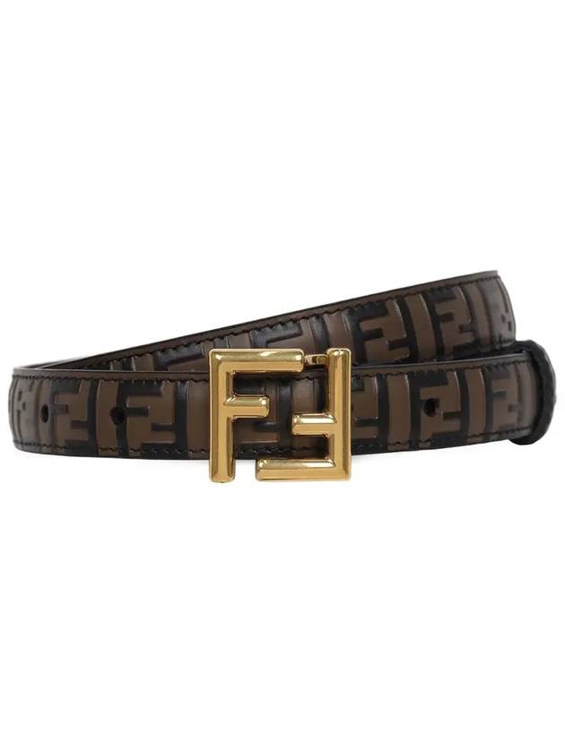 Fendi FF Square Stud Buckle Leather Belt Brown