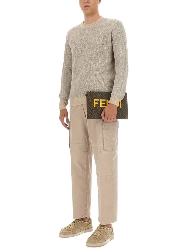Fendi gabardine cargo straight pants beige