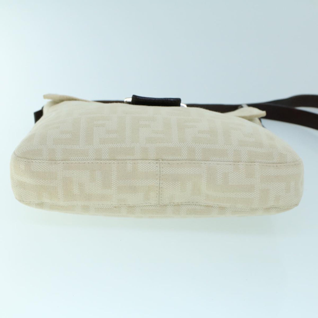 FENDI Mamma Baguette Shoulder Bag Canvas Leather Beige Brown54030