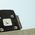 FENDI Mamma Baguette Shoulder Bag Canvas Leather Beige Brown54030